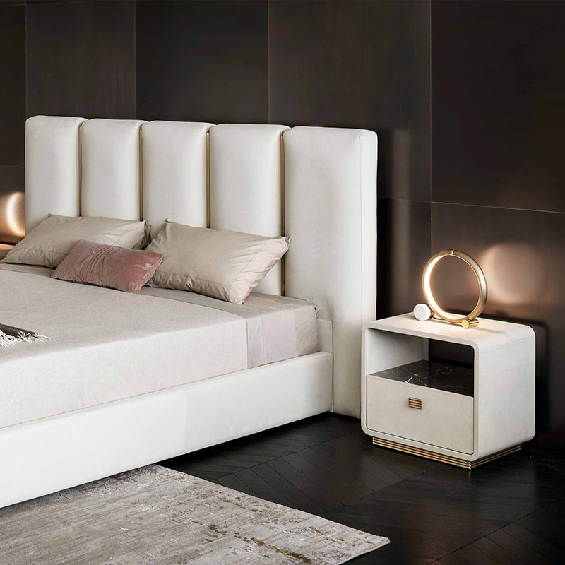 Γαλλική νυχτερινή νυχτερινή νυχτερινή στάση πολυτελή μοντέρνα στυλ κρεβάτι τραπέζι δέρμα