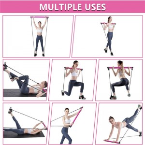 Pilates Bar Set, φορητή γιόγκα άσκηση pilate stick με βρόχο ποδιών αντίστασης, εξοπλισμός γυμναστικής