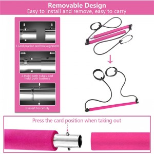 Pilates Bar Set, φορητή γιόγκα άσκηση pilate stick με βρόχο ποδιών αντίστασης, εξοπλισμός γυμναστικής