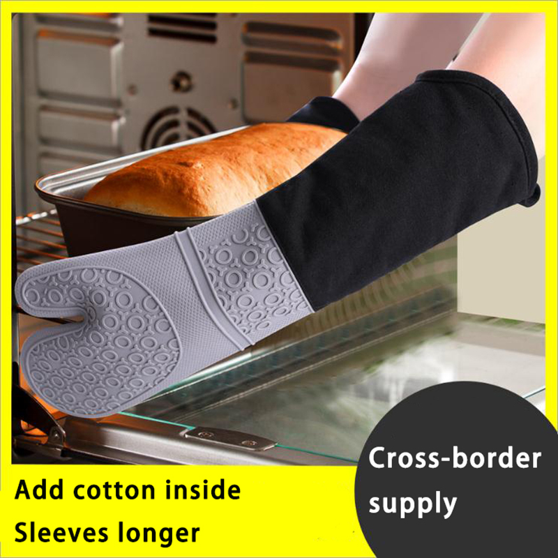 Ανθεκτικά στη θερμότητα γάντια Κουζίνα ψησίματα ψησίματος τροφίμων βαθμού σιλικόνη αντι-κλιμάκωσης θερμικού μόνωση φούρνου φούρνου γάντια