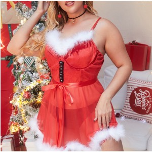 Sexy Mesh Suspender Christmas Dress, Factory Whoresale Production!