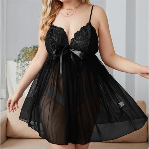 Plus Mesh Lace Insert Knot Front Slips χωρίς εσώρουχα