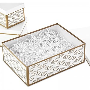 Hallmark ένθετα κουτιά δώρων με καπάκια και γεμίστε (σετ 3, λευκό και χρυσό, διάφορα μεγέθη) για γάμους, νυφικά ντους, παράνυμφοι, Χριστ...