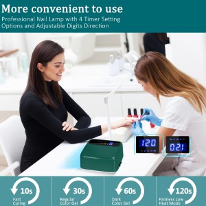 M&R 602PRO Πράσινη λάμπα νυχιών LED, ασύρματο στεγνωτήρα νυχιών, επαναφορτιζόμενο φως νυχιών 72W, φορητή λυχνία νυχιών UV με 4 χρονομετρητ...