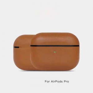 AirPods Pro Leather Case, γνήσιο ρετρό πετρελαϊκό κερί Crazy Horse δερμάτινη θήκη, πλήρως χειροποίητη, μπροστινή LED ορατή, (σκούρο καφέ)