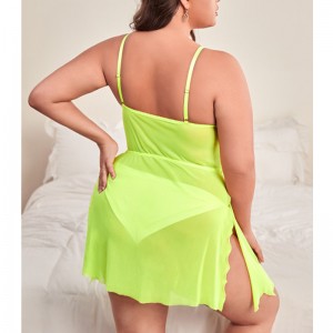 Floral κέντημα πλέγμα σχισίματα του μηρού Cami Nighties σέξι νυχτερινό φόρεμα