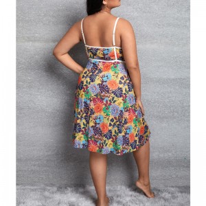 Τροπική εκτύπωση φόρεμα cami με λεπτομέρειες λευκού επίδεσμου