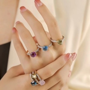 18K/14k/10k/9k χρυσό με φυσικό πέτρινο δακτύλιο χρωμάτων