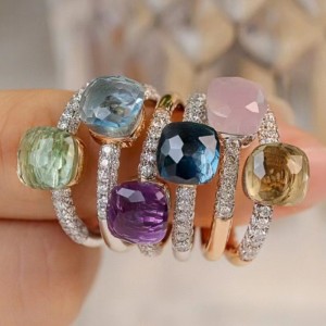 18K/14k/10k/9k χρυσό με φυσικό πέτρινο δακτύλιο χρωμάτων