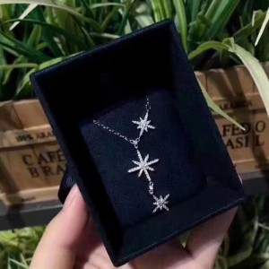 STERLING Silver 925 αστέρι κολιέ με πέτρα CZ για κορίτσια