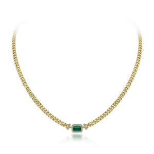 2022 Νέο 1CT Καλλιεργημένο Emerald κρεμαστό 925 Ασημένιο ρυθμιζόμενο απλό κολιέ