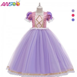 Ansoo Kids Birthday Party Φόρεμα Απόκριες Πάσχα Καρναβάλι Cosplay Πριγκίπισσα Σόφια Ραπουνζέλ Φόρεμα Κοριτσιών Κοστούμι