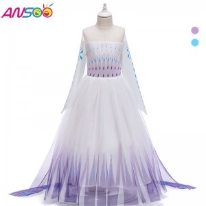 Ansoo Snow Queen 2 Cosplay Girls Dress Summer Casual Mesh Princess Dress Party Κοστούμι 4-12 ετών