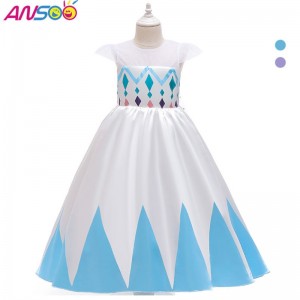 Ansoo νέα χονδρική τιμή Cartoon Elsa White Princess For Girls Φορέματα Απόκριες Κοστούμια για τα κορίτσια