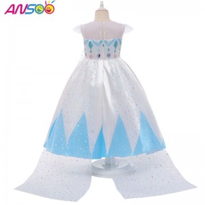 Ansoo νέα χονδρική τιμή Cartoon Elsa White Princess For Girls Φορέματα Απόκριες Κοστούμια για τα κορίτσια