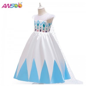 Ansoo νέα χονδρική τιμή Cartoon Elsa White Princess For Girls Φορέματα Απόκριες Κοστούμια για τα κορίτσια