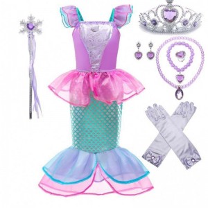 Amazon Top Seller Kids Carnival Party Little Girl Mermaid κοστούμι για παιδιά με αξεσουάρ DGHC-028