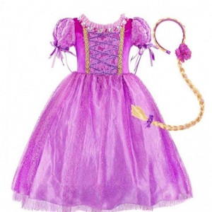 Gadgets 2022 Little Girls Purple Color Rapunzel Princess Dress με αξεσουάρ HCRS-006
