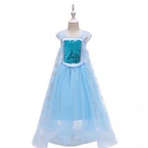 Νέο κοστούμι απόδοσης Snow Queen Princess Elsa Blue Dress Halloween Costume BX1705