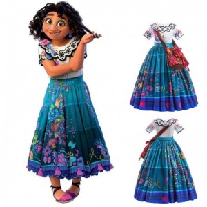2022 Hot Sale Girls Encanto Movie Dress Up Mirabel Costume Baby Kids Summer Long Dress με τσάντα