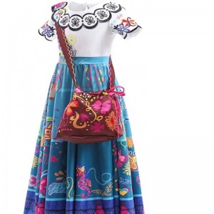 NCANTO MIRABEL Φόρεμα κοστουμιών για κορίτσια cosplay Isabela Madrigal Princess Halloween Dress Up με γυαλιά