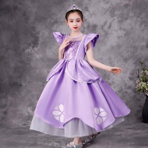 Baige Purple Sofia Rapunzel Elsa Anna Belle Princess Dress TV TV Κοστούμια Κοστούμια Sofiya Princess for Girl