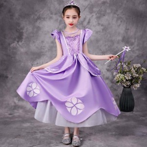 Baige Purple Sofia Rapunzel Elsa Anna Belle Princess Dress TV TV Κοστούμια Κοστούμια Sofiya Princess for Girl