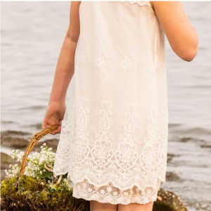 Καλοκαίρι κέντημα κορίτσι δαντέλα φόρεμα ηλικία 2-12 πριγκίπισσα φορέματα παράνυμφος πάρτι λουλουδιών κορίτσια φόρεμα