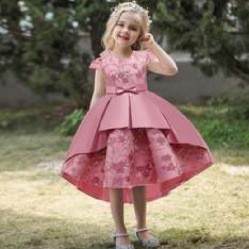Baige υψηλής ποιότητας καλοκαιρινό καλοκαίρι παιδικό πάρτι φορούν λουλούδι κορίτσι δυτικό πάρτι επίσημο φόρεμα γενεθλίων t5170
