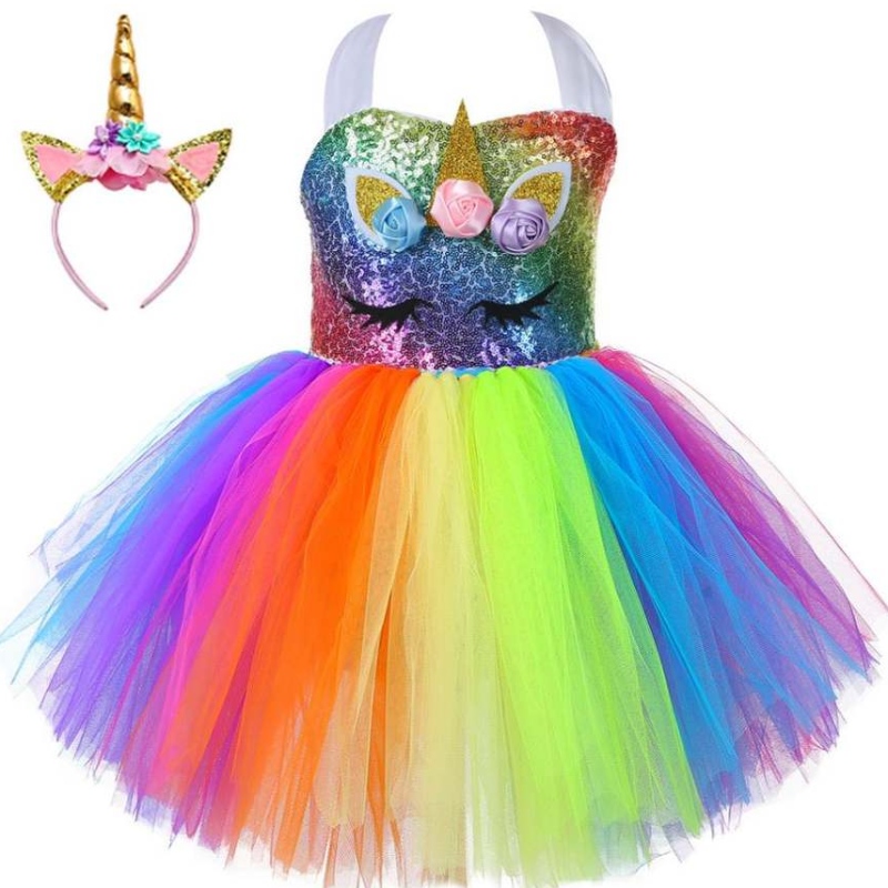 2021NEW UNICORN SECENTER BABLE CORD EXCONDS Lovely Princess Party Tutu Dresses DJS107