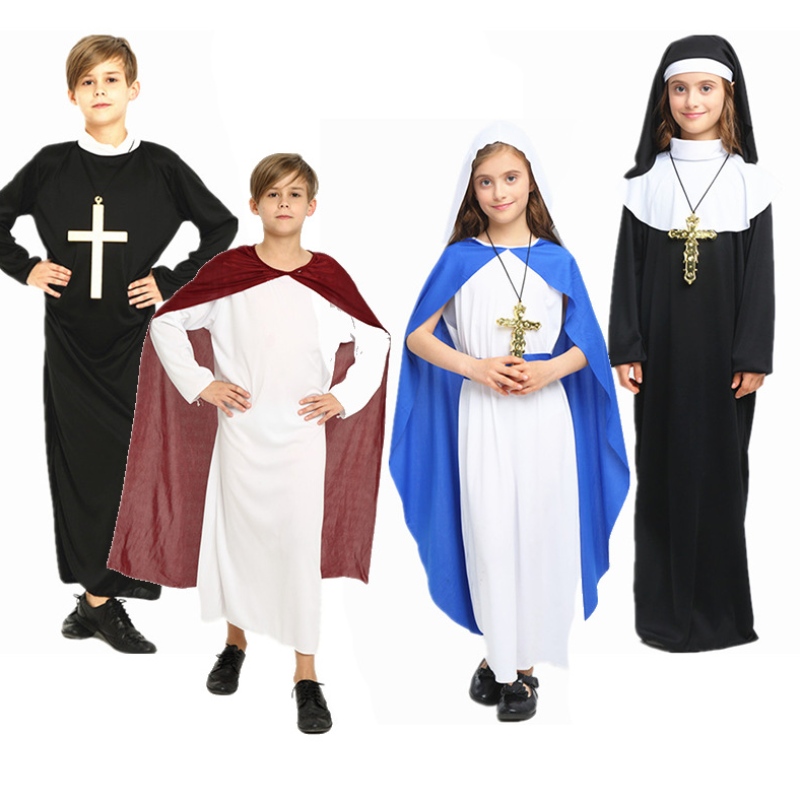 Απόκριες κοστούμια μεταμφίεση για αγόρια Κορίτσια Robes Ιερείς Πατέρες Ιεραποστολείς Ιησουίτες Κοστούμια Χριστιανισμού για παιδιά