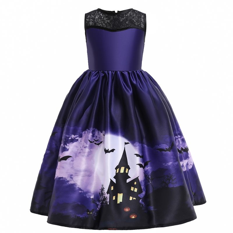 2022 Halloween Dress Bat Printed Bloeveless Vintage Φόρεμα