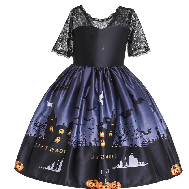 Απόκριες πριγκίπισσα φόρεμα δαντέλα Top Dress Ghost Print Children \\ Φόρεμα