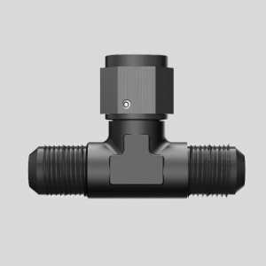 Αρσενικός προσαρμοστής συναρμολόγησης Tee με τη θηλυκή στροφή στην πλευρά μαύρο