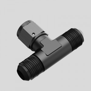 Αρσενικός προσαρμοστής συναρμολόγησης Tee με τη θηλυκή στροφή στην πλευρά μαύρο