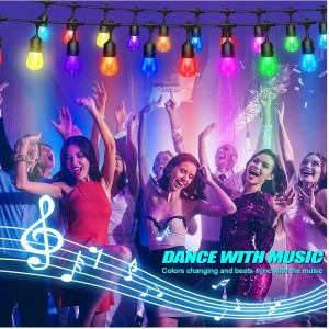 48ft Χρώμα Αλλαγή εξωτερικών φώτων, 15 λαμπτήρες LED Shatterproof Dimmable, IP65 αδιάβροχο, RGBW Αναβοσβήνει φώτα συμβολοσειράς με RF απομακρυσμένα, ...