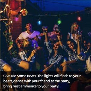 48ft Χρώμα Αλλαγή εξωτερικών φώτων, 15 λαμπτήρες LED Shatterproof Dimmable, IP65 αδιάβροχο, RGBW Αναβοσβήνει φώτα συμβολοσειράς με RF απομακρυσμένα, ...