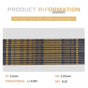 Elongarrow 32Inches 3.2mm Υψηλός άξονας βέλους άνθρακα από άνθρακα για τοξότες