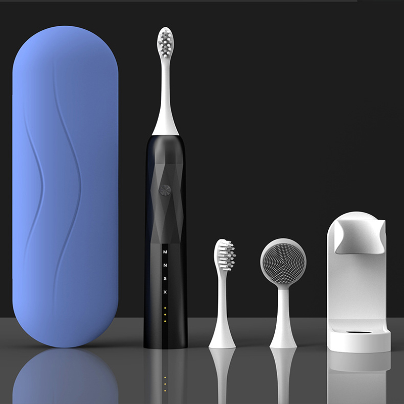 3D Επαγγελματική λεύκανση ηχητική ηλεκτρική οδοντόβουρτσα, επαναφορτιζόμενες ηλεκτρικές οδοντόβουρτσες για ενήλικες και παιδιά, ενσωματωμένο έξυπνο χρονοδιακόπτη, καθαρισμό αδιάβροχων οδοντόβουρτσων, λευκό-ροζ-bule