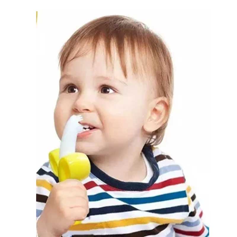 Μπανάνα μωρό teether σιλικόνη μωρό οδοντόβουρτσα μωρό μίνι οδοντόβουρτσα εκπαίδευση οδοντόβουρτσα και teether παιχνίδι