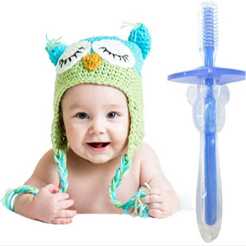 Μόδα σιλικόνη καουτσούκ teether βρέφη εκπαίδευση μωρό οδοντόβουρτσα μαλακή σιλικόνη οδοντόβουρτσα μωρού