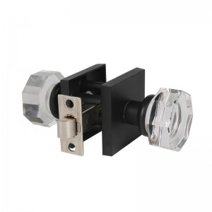 S2603 Clear Glass Crystal Door Knobs Interior, Octagon Shape Privacy Door Knobs για υπνοδωμάτιο/bathroom, ματ μαύρο