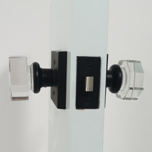 S2603 Clear Glass Crystal Door Knobs Interior, Octagon Shape Privacy Door Knobs για υπνοδωμάτιο/bathroom, ματ μαύρο