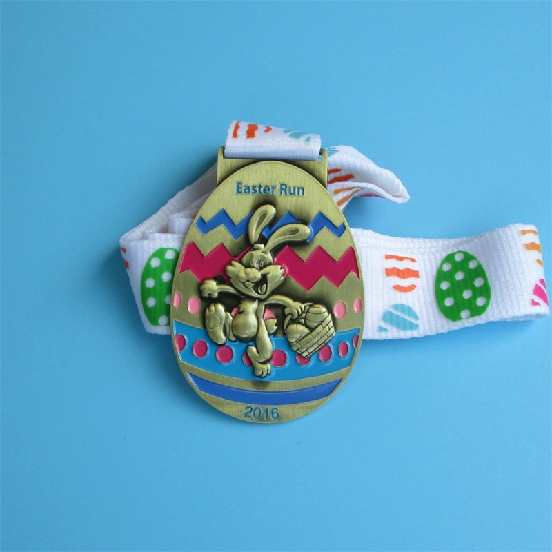 Πολύχρωμο μαλακό σμάλτο παλαιά παλαιά μετάλλιο άθλημα με κορδέλα