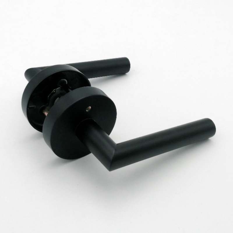 R7505 Πόρτα χειρίζεται μαύρο, μοχλό πόρτας απορρήτου Εσωτερικό για μπάνιο υπνοδωματίων, σύγχρονο λεπτό μοντέρνο σχεδιασμό βαρέων μ...