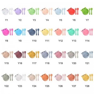 Μωρό σίτιση σετ σιλικόνης κουτάλι κουτάλι για παιδικά παιδιά χαριτωμένο ζώο πυριτίου μπολ σετ αρκούδας τροφίμων τροφίμων πιάτο ...