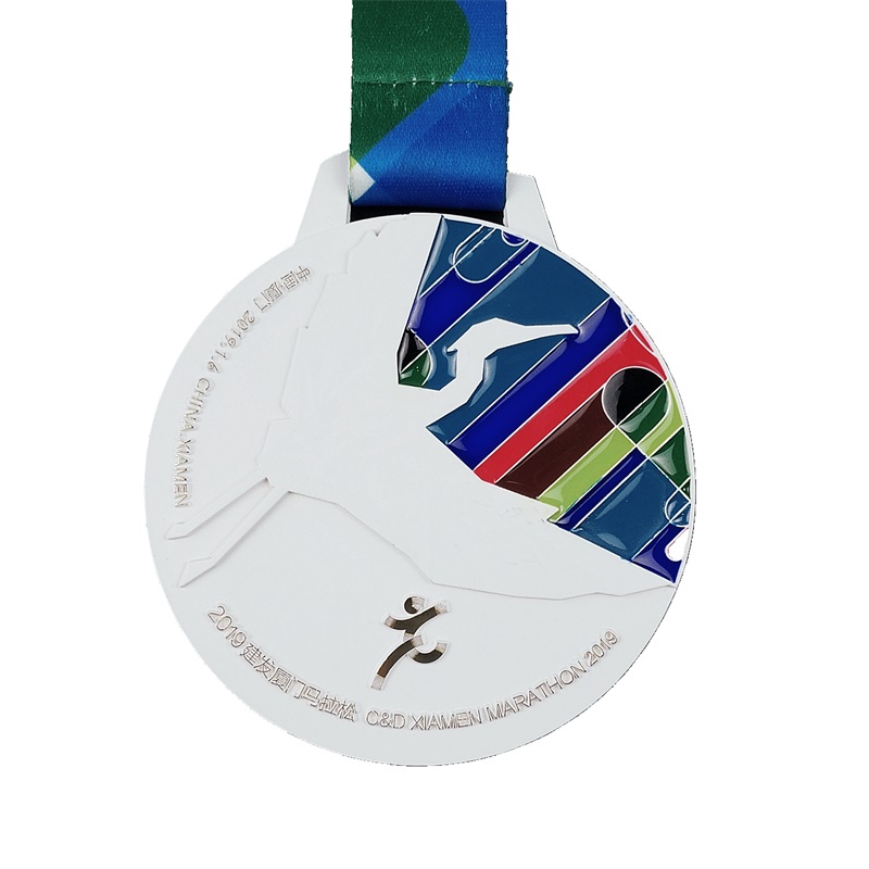 3D χρυσό μεταλλικό βραβείο μαραθώνιο που τρέχει αθλητικό μετάλλιο χρωματιστό μετάλλιο UV εκτύπωσης μετάλλια