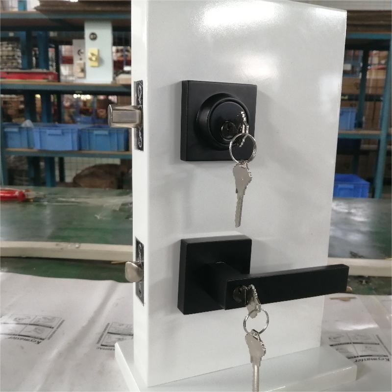 Square Entrance μοχλό με ένα σετ μονού κυλίνδρου Deadbolt, κλειδωμένο όπως κλειδαριά θυρών, βαρέως τύπου κλειδαριά πόρτας εισόδου, ματ μαύρο ...