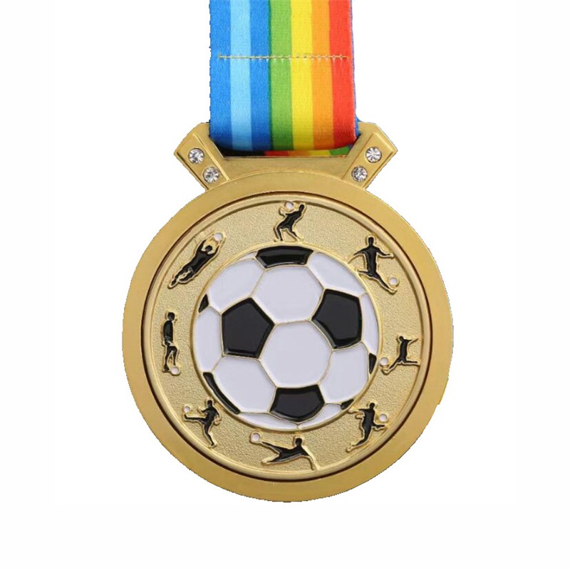 Gag Design Metal 3D Λογότυπο ποδοσφαίρου ποδοσφαίρου ποδοσφαίρου αθλητικός αθλητικός βραβείο μετάλλων εργοστασιακό μετάλλιο με κορδέλα