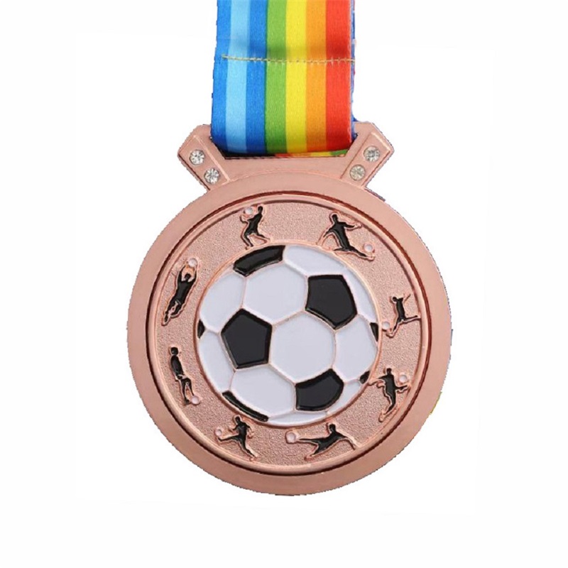 Gag Design Metal 3D Λογότυπο ποδοσφαίρου ποδοσφαίρου ποδοσφαίρου αθλητικός αθλητικός βραβείο μετάλλων εργοστασιακό μετάλλιο με κορδέλα